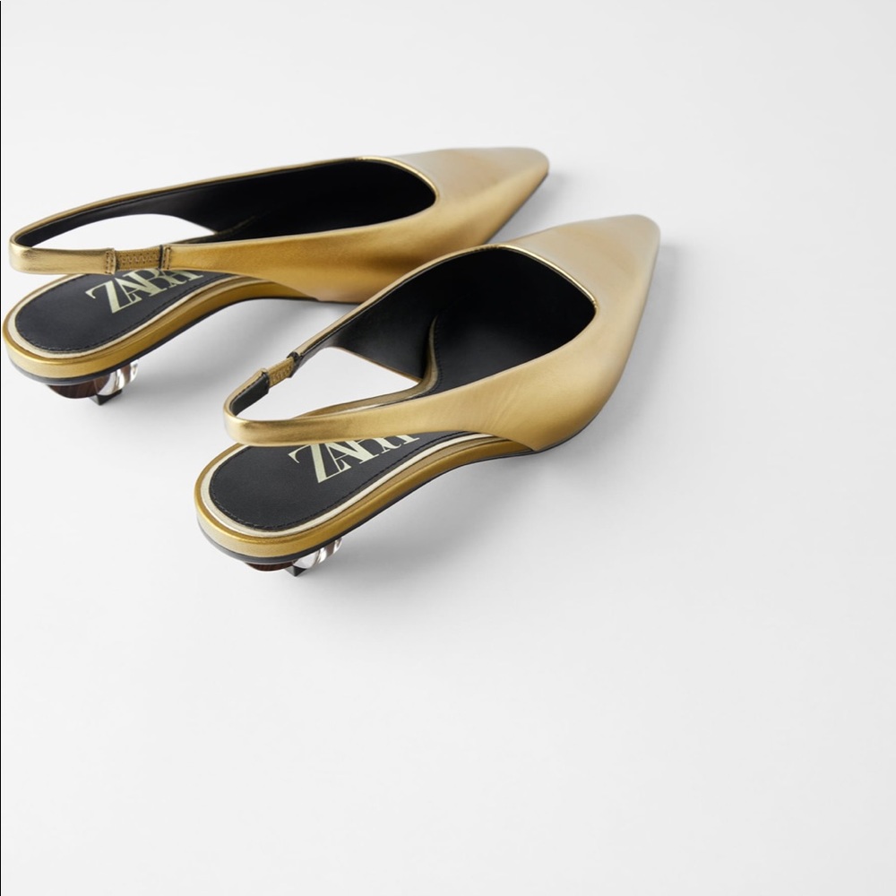 ZARA Leather Shoes with Geometric Heel - Picture 4 of 4